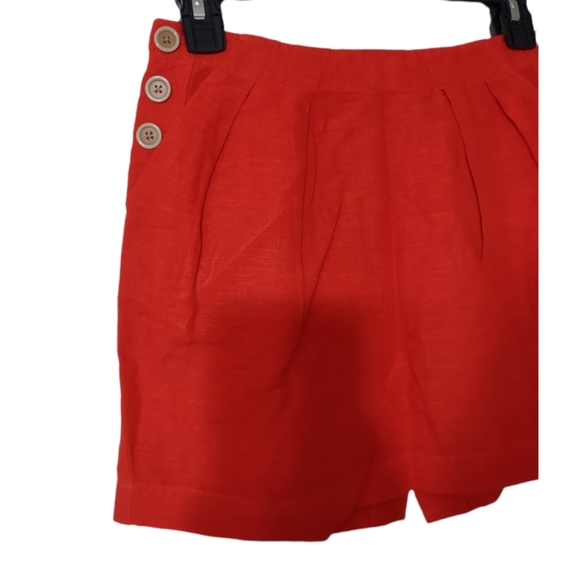 Banana Republic 00P Orange Sailor Pocket Linen Mini Skirt Nautical Button Detail - Picture 11 of 11